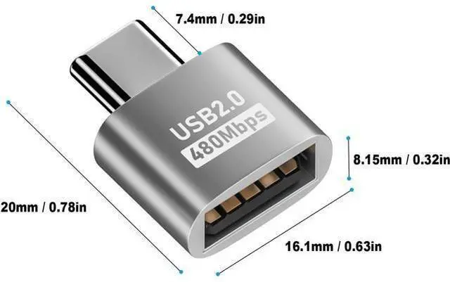 Alt view image 2 of 7 - USB C to USB Adapter 10Gbps, Type C Male to A Female Extension Adapater Support Data Transfer and Charging for Phone, Laptop, USB Keyboard 4 Pack (Silver) 10 Pack