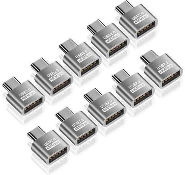 Main image of USB C to USB Adapter 10Gbps, Type C Male to A Female Extension Adapater Support Data Transfer and Charging for Phone, Laptop, USB Keyboard 4 Pack (Silver) 10 Pack