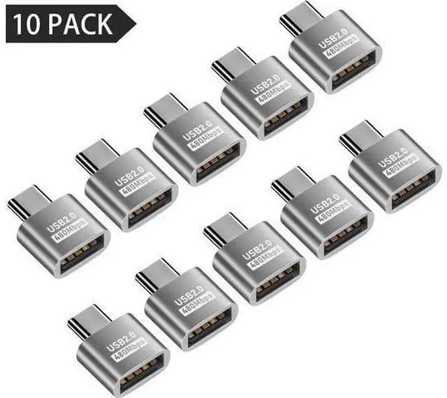 Alt view image 7 of 7 - USB C to USB Adapter 10Gbps, Type C Male to A Female Extension Adapater Support Data Transfer and Charging for Phone, Laptop, USB Keyboard 4 Pack (Silver) 10 Pack