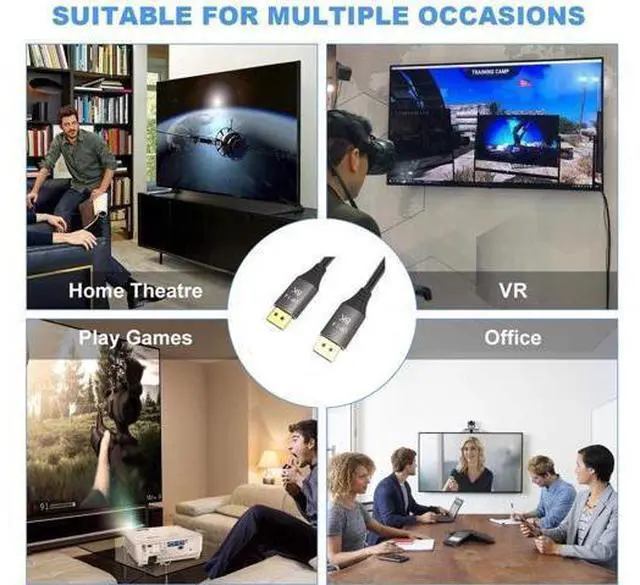 Alt view image 6 of 6 - DisplayPort Cable Ultra HD 8K 4K Copper Cord DP 1.4 HBR3 8K@60Hz 4K@144Hz High Speed 32.4Gbps HDCP 3D Slim and Flexible DP to DP Cable 3m 10 ft.