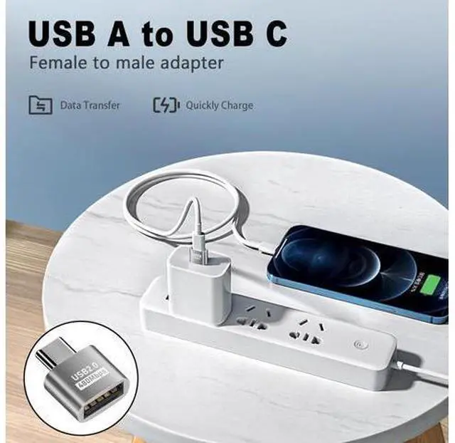 Alt view image 3 of 7 - USB C to USB Adapter 10Gbps, Type C Male to A Female Extension Adapater Support Data Transfer and Charging for Phone, Laptop, USB Keyboard 4 Pack (Silver) 10 Pack