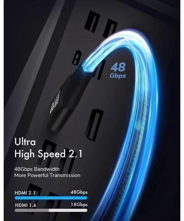 Alt view image 3 of 7 - 8K HDMI 2.1 Cable 16.4FT Kelink 48Gbps Ultra High Speed Black Braided HDMI Cord - Get 4k @ 120Hz On PS5 & Xbox Series X - Supports 8k @ 60Hz HDR eArc Dolby Vision & More