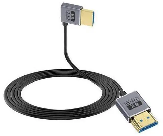 Main image of 8K 90 Degree HDMI Cable, Left Angle HDMI Male to Male Cable,48Gbps Ultra Thin HDMI Cord OD2.5mm, Support 8K@60Hz, 4K@240Hz, Dynamic HDR, eARC, for GH5S, PS5, Xbox One Monitor,PC.4FT/120cm