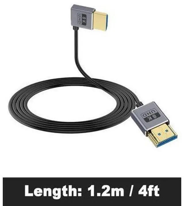 Alt view image 7 of 7 - 8K 90 Degree HDMI Cable, Left Angle HDMI Male to Male Cable,48Gbps Ultra Thin HDMI Cord OD2.5mm, Support 8K@60Hz, 4K@240Hz, Dynamic HDR, eARC, for GH5S, PS5, Xbox One Monitor,PC.4FT/120cm