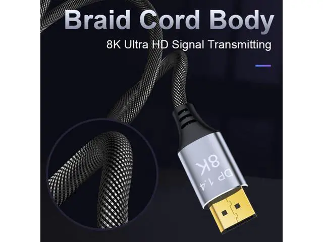 Alt view image 3 of 7 - DisplayPort Cable 1.4, 23FT DP Cable, Ultra HD 8K@60Hz 4K@144Hz, High Speed 32.4Gbps HDCP 3D Slim and Flexible DP to DP Cable for HDTVs, Displays, Monitors, Graphics, PC 23 ft.