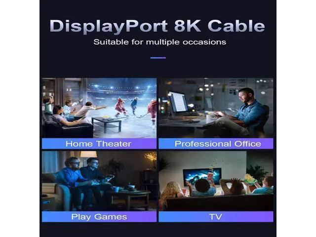 Alt view image 5 of 7 - DisplayPort Cable 1.4, 23FT DP Cable, Ultra HD 8K@60Hz 4K@144Hz, High Speed 32.4Gbps HDCP 3D Slim and Flexible DP to DP Cable for HDTVs, Displays, Monitors, Graphics, PC 23 ft.