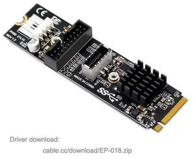 Alt view image 7 of 7 - Vszerda 5Gbps Type-E USB 3.1 Front Panel Socket IDC & USB3.0 20Pin to NVME NGFF M-Key Express Card VL805 Adapter for Motherboard