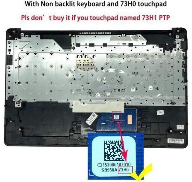 Alt view image 2 of 7 - Replacement Upper Case Palmrest for H-P 17-by 17-ca 17t-by 17z-ca Series Laptop Non-Backlit Keyboard Assembly Top Cover US Layout with 73H0 ToucH-Pad L22750-001 Gray