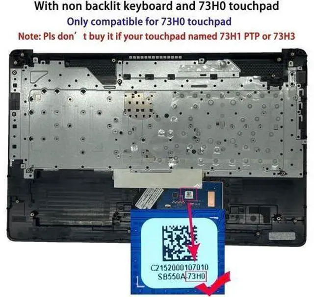 Alt view image 2 of 7 - Replacement Upper Case Palmrest for H-P 17-by 17-CA 17T-by 17Z-CA Series Laptop Top Cover Keyboard Assembly with Non-PTP Function ToucH-Pad L22751-001 L48409-001 Jet Black