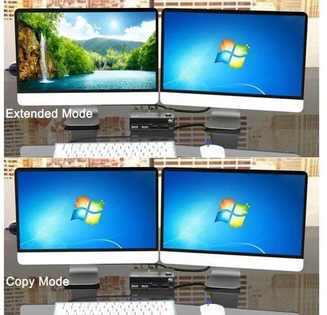 Alt view image 3 of 7 - Dual Monitor KVM Switch HDMI and DP 2 Port 4K@60Hz,HDMI DP Extended Display Switcher for 2 Computers Share 2 Monitors(1 DP and 1 HDMI Port) with 4 USB 2.0 Hub,Desktop Controller and USB HDMI DP Cables