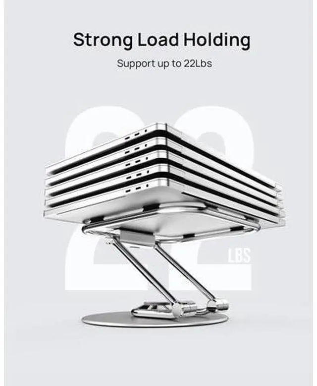 Alt view image 6 of 7 - Adjustable Computer Stand with 360 Rotating Base, Ergonomic Laptop Stand for Easy Storage, Foldable Laptop Riser Compatible with MacBook Pro/Air All Laptop up to 16", Silver