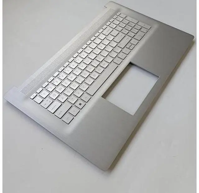 Alt view image 5 of 7 - Replacement Laptop Upper Case Palmrest Non-Backlit Keyboard Assembly Part for HP 17-CN 17-CP17T-CN 17Z-CP M50458-001 Silver