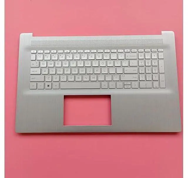 Alt view image 7 of 7 - Replacement Laptop Upper Case Palmrest Non-Backlit Keyboard Assembly Part for HP 17-CN 17-CP17T-CN 17Z-CP M50458-001 Silver