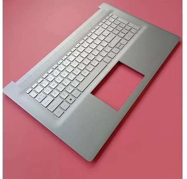 Alt view image 3 of 7 - Replacement Laptop Upper Case Palmrest Non-Backlit Keyboard Assembly Part for HP 17-CN 17-CP17T-CN 17Z-CP M50458-001 Silver