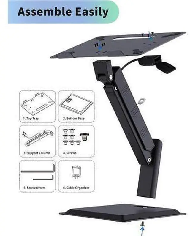 Alt view image 4 of 7 - Large Laptop Stand for Desk, Sit to Stand Working Converter, Adjustable Height Multi-Angle, Ergonomic Metal Riser Holder with Stable Heavy Base for 10 to 17.3 Notebook PC Computer, Black