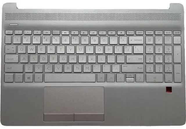 Main image of Replacement for HP 15-DW 15T-DW200 15T-DW300 15Z-GW000 15s-du Laptop Upper Case Palmrest Keyboard with Fingerprint Hole Touchpad Assembly Part L52155-001 Silver