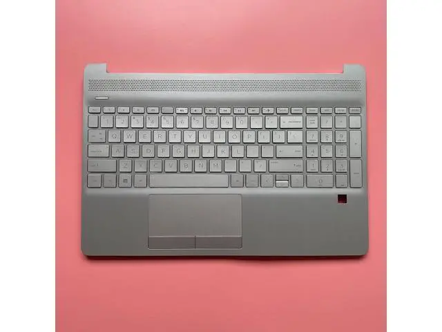 Alt view image 3 of 6 - Replacement for HP 15-DW 15T-DW200 15T-DW300 15Z-GW000 15s-du Laptop Upper Case Palmrest Keyboard with Fingerprint Hole Touchpad Assembly Part L52155-001 Silver