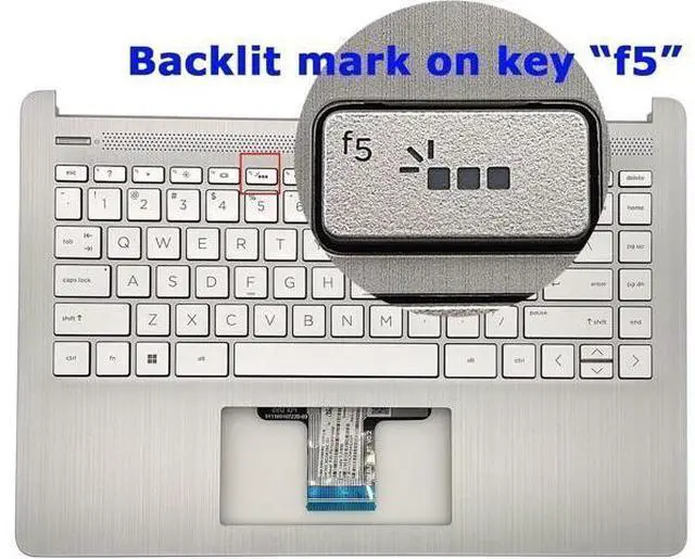 Alt view image 3 of 6 - Replacement Upper Case Palmrest for H-P 14-DQ 14-FQ 14T-DQ 14Z-FQ 14s-DR 14S-FQ Series Laptop Backlit Keyboard Assembly Top Cover L88206-001 Natural Silver