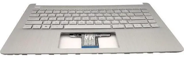 Alt view image 4 of 6 - Replacement Upper Case Palmrest for H-P 14-DQ 14-FQ 14T-DQ 14Z-FQ 14s-DR 14S-FQ Series Laptop Backlit Keyboard Assembly Top Cover L88206-001 Natural Silver