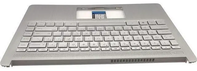 Alt view image 5 of 6 - Replacement Upper Case Palmrest for H-P 14-DQ 14-FQ 14T-DQ 14Z-FQ 14s-DR 14S-FQ Series Laptop Backlit Keyboard Assembly Top Cover L88206-001 Natural Silver