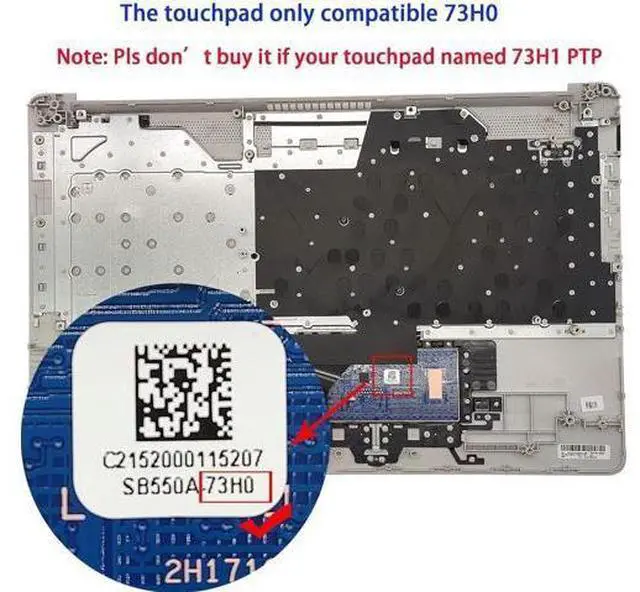 Alt view image 2 of 7 - Replacement Upper Case Palmrest for H-P 17-by 17-CA 17T-by 17Z-CA Series Laptop Non-PTP Function ToucH-Pad Top Cover Keyboard Assembly L92789-001 6070B1308113 Natural Silver