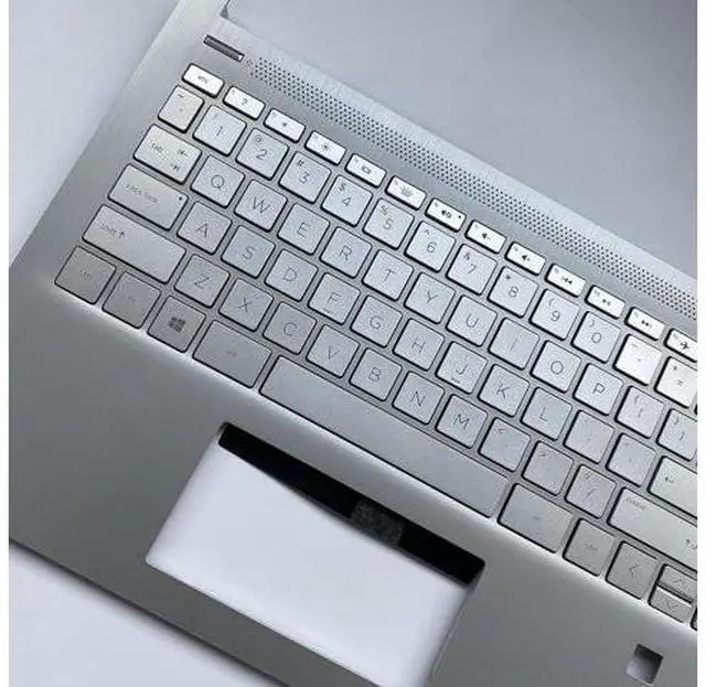 Alt view image 6 of 7 - Replacement for 14T-DQ 14s-dq 14s-dr 14Z-FQ 14s-fq 14-dq Laptop Upper Case Palmrest with Fingerprint Hole Backlit Keyboard Assembly Part L61507-001 Sliver