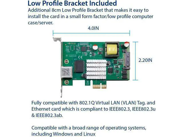 Alt view image 4 of 4 - IO Crest 2.5 Gigabit POE+ PCI-e x1 Ethernet Network Card