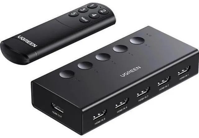 Main image of HDMI Switch 5 in 1 Out 4K@60Hz HDMI Splitter with Remote 5 Port Switcher Selector Box Support 3D CEC HDR HDCP2.2 Compatible with PS5/4/3 Xbox Nintendo Switch TV Fire Stick Black