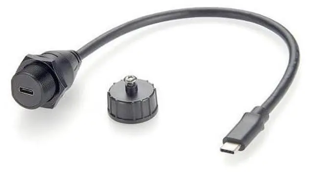 Main image of IP67 USB 3.1 Type C Male to Female Extension Cable 10Gbps USB 3.1 Gen2 C Flush Panel Mount Charging & Data Cable Threaded Bulkhead Fixed for Car, Boat, Dashboard, Control Panels(0.3M/0.98FT)