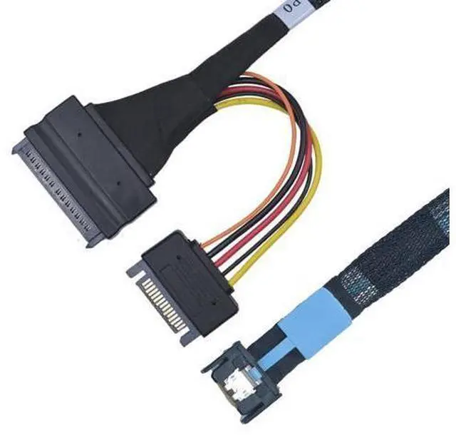 Main image of LetLinkSo PCIe 5.0 MCIO x4 to U.2 SFF-8639 Cable for NVMe SSD with 15Pin Power, 3.3ft (100cm)