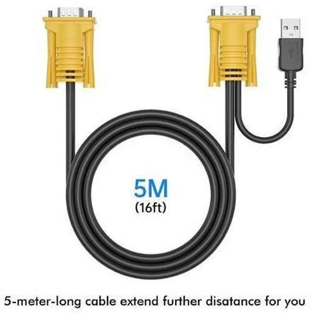Alt view image 4 of 6 - Y VGA KVM Cable 16ft, USB VGA 2in1 KVM Cable for VGA KVM Switch (2pack, 5m)