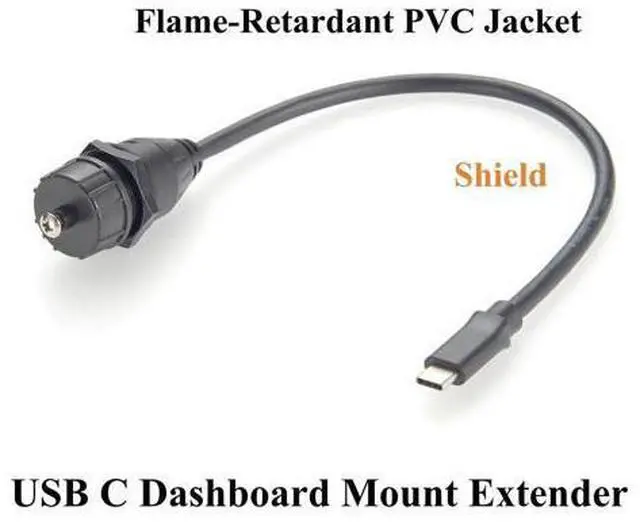 Alt view image 5 of 7 - IP67 USB 3.1 Type C Male to Female Extension Cable 10Gbps USB 3.1 Gen2 C Flush Panel Mount Charging & Data Cable Threaded Bulkhead Fixed for Car, Boat, Dashboard, Control Panels(0.3M/0.98FT)