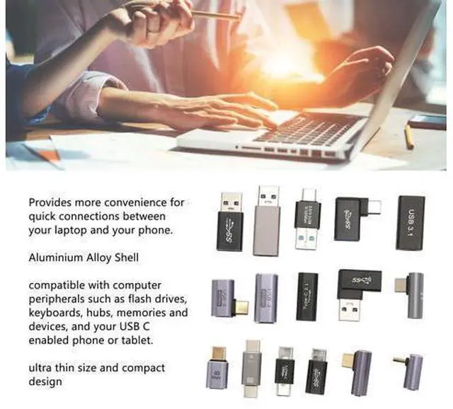 Alt view image 2 of 5 - 16 Pieces Type C Adapter Kit, Aluminum Alloy Shell USB3.0 USB3.1 USB C Adapter Kit for Laptop Phone Quick Connections, Plug and Play