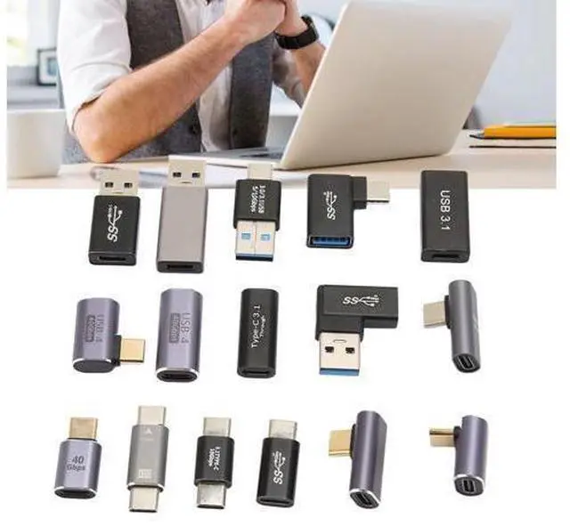 Alt view image 4 of 5 - 16 Pieces Type C Adapter Kit, Aluminum Alloy Shell USB3.0 USB3.1 USB C Adapter Kit for Laptop Phone Quick Connections, Plug and Play