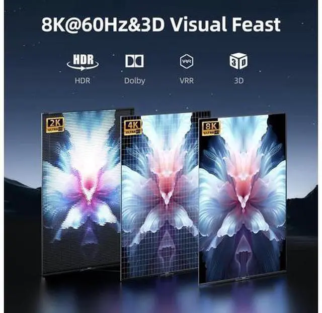 Alt view image 4 of 5 - llano HDMI 2.1 Switch 2 in 1 Out 8K@60Hz 4K@120Hz, HDMI Switcher 48Gbps Bidirectional, Supports VRR HDR10 Dolby Atmos, for PS5 Xbox Apple TV Roku Switch 2, Aluminum Alloy Case