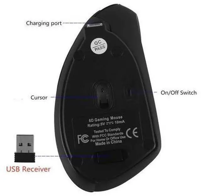 Alt view image 7 of 7 - Wireless Vertical Mouse, Wireless Ergonomic Vertical Mouse, 2.4G High Precision Optical Mice 800/1200/1600DPI for PC Laptop Desktop Mac (Ergonomic Mouse-Rechargeable)
