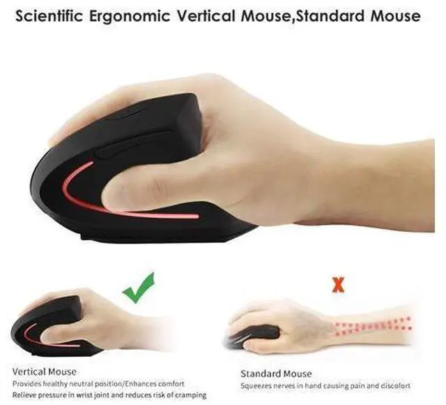 Alt view image 4 of 7 - Wireless Vertical Mouse, Wireless Ergonomic Vertical Mouse, 2.4G High Precision Optical Mice 800/1200/1600DPI for PC Laptop Desktop Mac (Ergonomic Mouse-Rechargeable)
