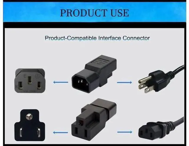 Alt view image 7 of 7 - 10 PCS IEC C14 Male Plug to Nema 5-15R US 3 Pin Female Power Adapter Connector.IEC320 C14 Male to Nema 5-15R PDU USA UPS Power Plug Adapter (10 PCS IEC C14 to NEMA 5-15R AC Power Adapter)