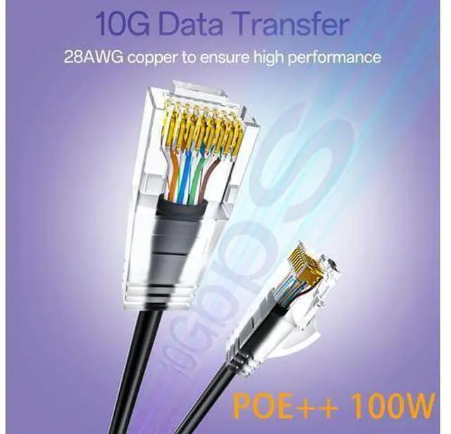 Alt view image 2 of 5 - Cat6a Patch Cables 5ft (24 Pack) Slim, Cat6 Ethernet Patch Cable Pure Copper, Flexible Cat 6 Patch Cable 550MHZ 10G, Space-Saving Cat 6A Network Cables for Patch Panel, Black