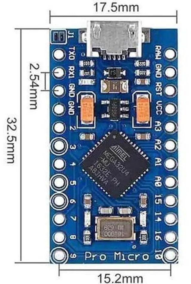 Alt view image 4 of 5 - Diymore Pro Micro Microcontroller 16MHz 5V ATmega32U4 with 2-Row Pins Header Module Board Micro USB Development Board