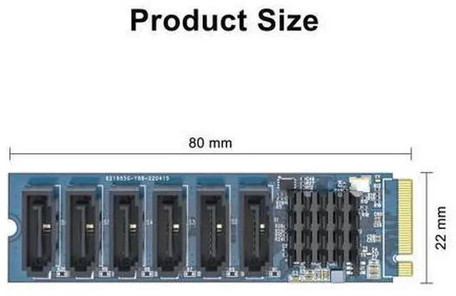 Alt view image 3 of 4 - 10Gtek M.2 to SATA Adapter, M Key to SATA3.0 Card, ASMedia ASM1166 Chip, Support SSD and HDD for Desktop PC with LED Indicator, Tools Included