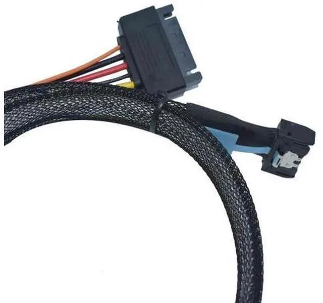 Alt view image 4 of 5 - LetLinkSo PCIe 5.0 MCIO x4 to U.2 SFF-8639 Cable for NVMe SSD with 15Pin Power, 3.3ft (100cm)