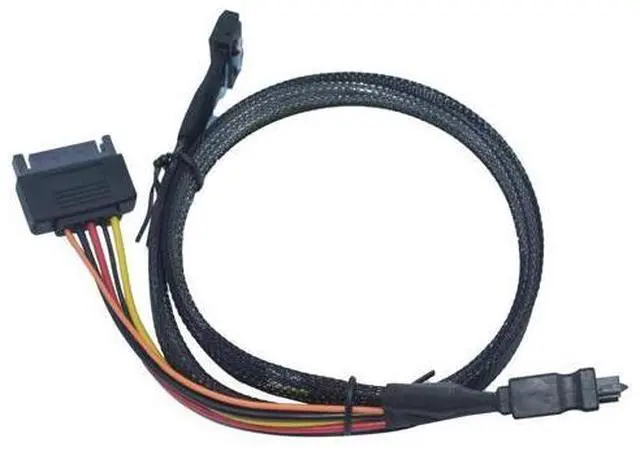 Alt view image 5 of 5 - LetLinkSo PCIe 5.0 MCIO x4 to U.2 SFF-8639 Cable for NVMe SSD with 15Pin Power, 3.3ft (100cm)