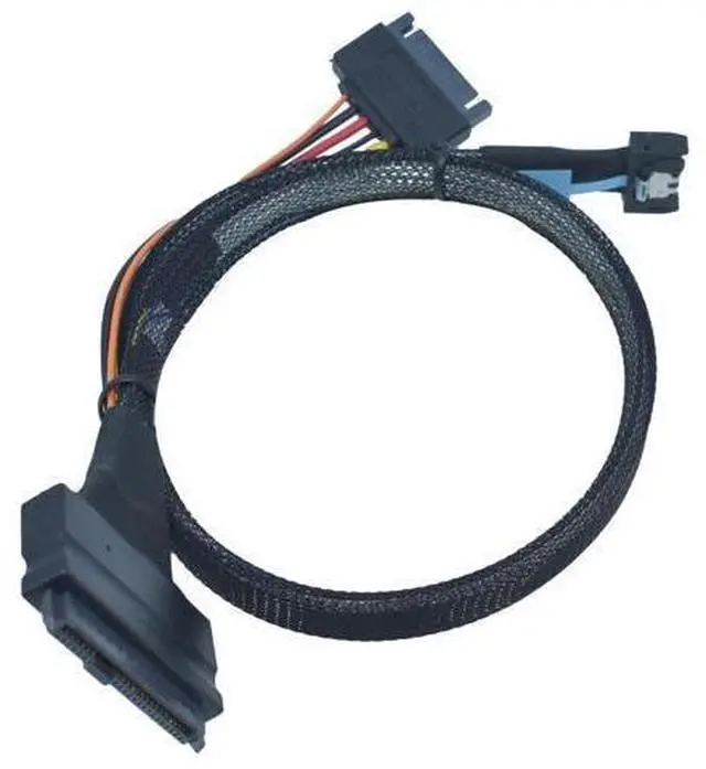 Alt view image 3 of 5 - LetLinkSo PCIe 5.0 MCIO x4 to U.2 SFF-8639 Cable for NVMe SSD with 15Pin Power, 3.3ft (100cm)