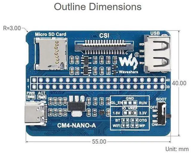 Alt view image 5 of 5 - Nano Base Board (A) for Raspberry Pi Compute Module 4 Same Size as The CM4 Base Board for Compute Module 4 Lite/eMMC