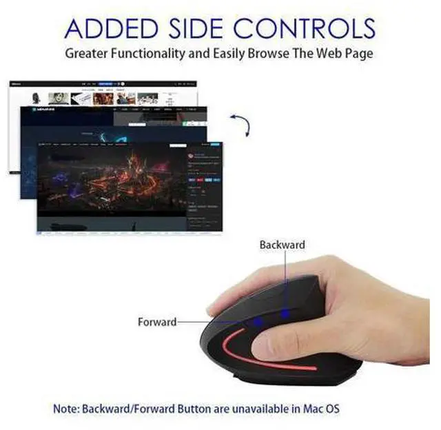 Alt view image 3 of 7 - Wireless Vertical Mouse, Wireless Ergonomic Vertical Mouse, 2.4G High Precision Optical Mice 800/1200/1600DPI for PC Laptop Desktop Mac (Ergonomic Mouse-Rechargeable)