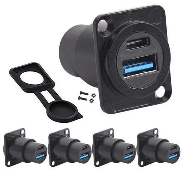 Main image of PENGLIN 5PCS USB3.0 & USB C 3.1 Connector, Dual Port USB Panel Mount Adapter USB A & C Data Charging Connector for Phone/PC/Laptop/ipad