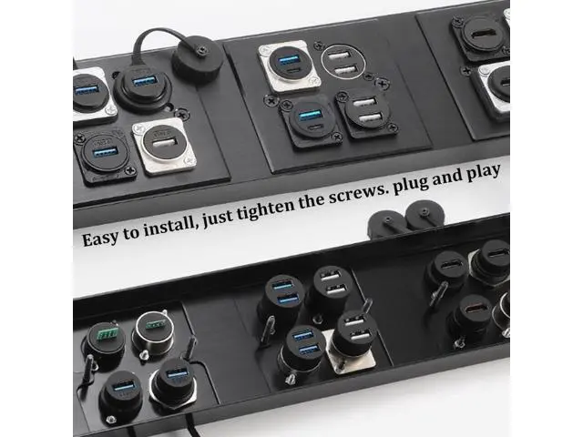 Alt view image 2 of 5 - PENGLIN 5PCS USB3.0 & USB C 3.1 Connector, Dual Port USB Panel Mount Adapter USB A & C Data Charging Connector for Phone/PC/Laptop/ipad