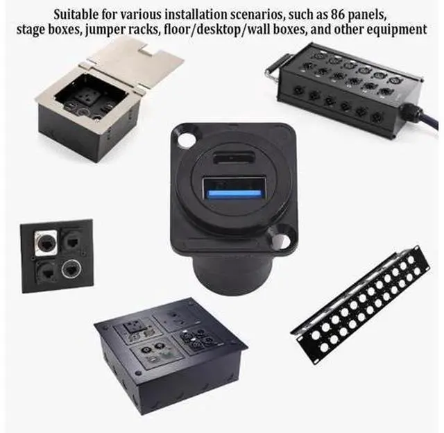 Alt view image 4 of 5 - PENGLIN 5PCS USB3.0 & USB C 3.1 Connector, Dual Port USB Panel Mount Adapter USB A & C Data Charging Connector for Phone/PC/Laptop/ipad