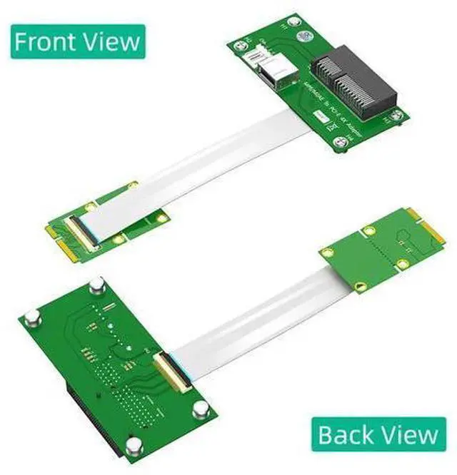 Alt view image 2 of 6 - Mini PCI-E to PCI Express X4 Slot + USB 2.0 Riser Board with FPC Extension Cable 4Pin Power Magnetic Pad Horizontal Installation